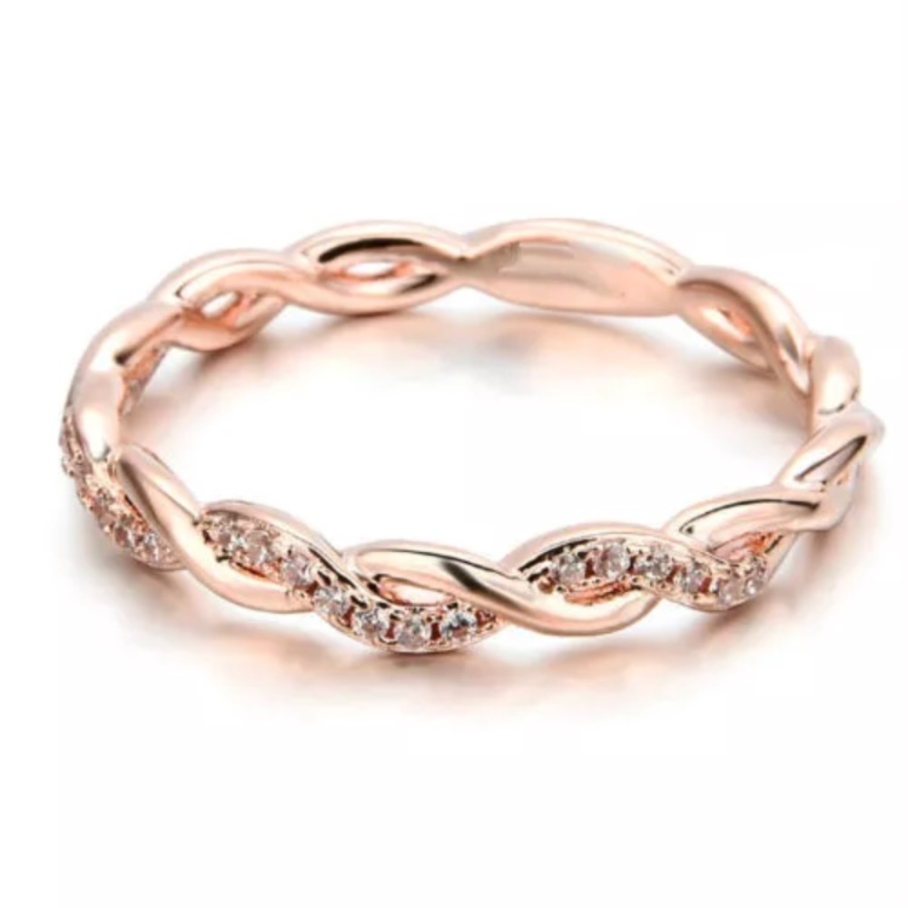 Rose Gold Plated White Sapphire Ring